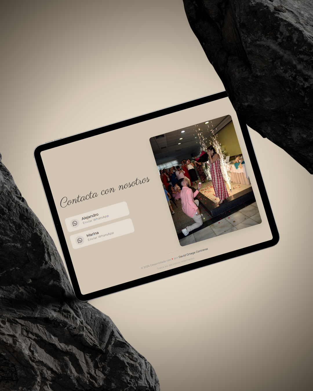 Galería de fotos en vivo mostrada en una tablet